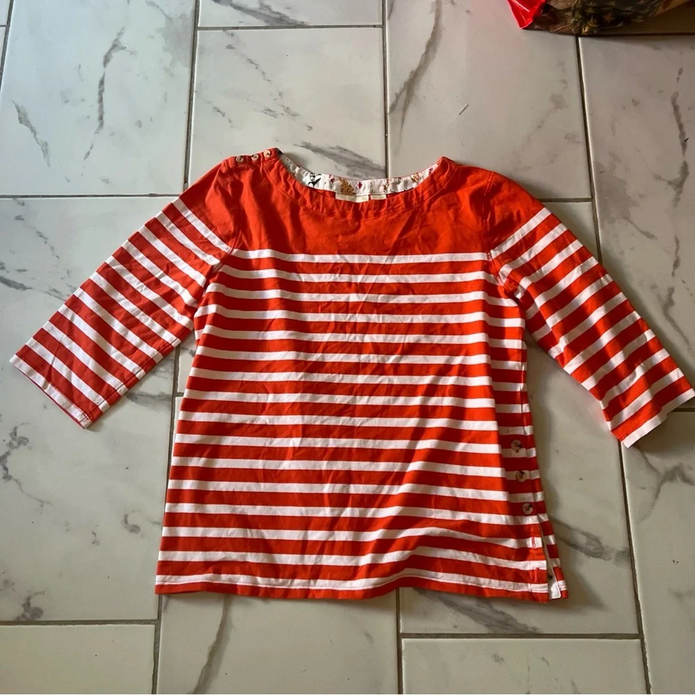 Maeve Orange and White Long Sleeve Tee - Picture 1 of 12